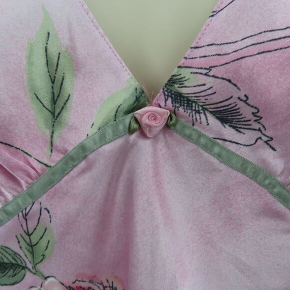 Gilligan & OMalley Women Small Pink Rose Flower V Neck Tank Top Pants Pajama Set - Picture 3 of 13